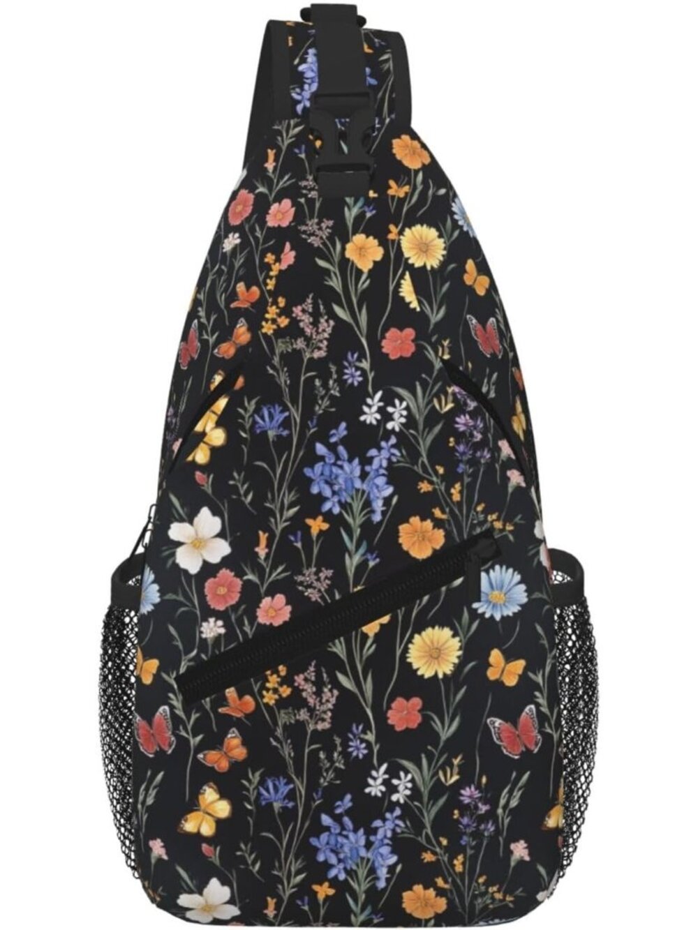 🎃Women's Black Floral Sling Bag Butterfly Goth Vintage Tarot Hiking Daypack Bag